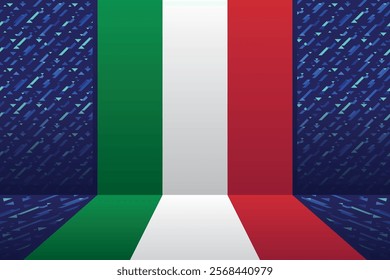 Serie A italian football league vector rectangular geometric design wall and floor background with Italy flag.