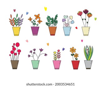 serie sticker plants doodle.suitable   for stickers, print on demand etc