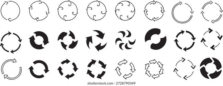 Una serie de 20 Formas circulares irregulares, algunas incompletas, en blanco y negro.
