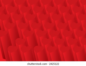 A series of 3d red hearts that can be used as a background