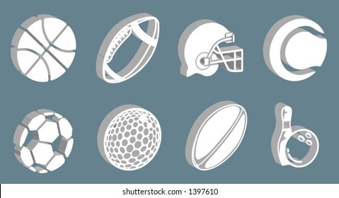 series of 3d sport icons