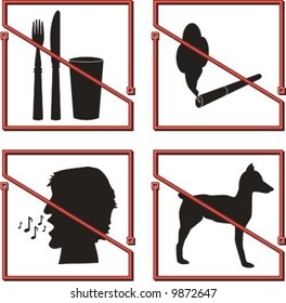 Series of 4 images of different signs of prohibition