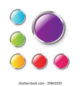 Series of 5 buttons isolated on a white background