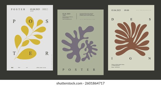 Series of abstract posters featuring botanical silhouettes in vivid color palettes. Perfect for wall art, modern interiors, and creative visual storytelling.