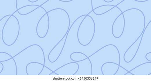 A series of abstract winding lines. Minimalist design, seamless light blue background. Vector illustration.