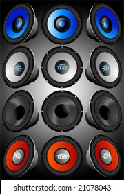 Series Of Audio Speaker In Vector