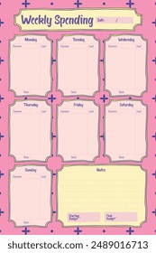 Series of back to school daily weekly monthly planner journal list memo classroom timetable schedule for kids student teacher in purple pink hand drawing template