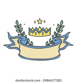 Series of banner scroll paper ribbon flag background poster template in cute medieval fairy tale kingdom illustration drawing