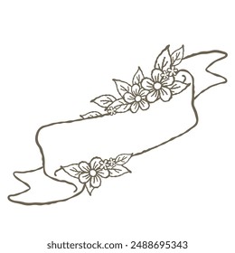 Series of beautiful classic hand drawn floral ribbon banner frame background layout template for names slogan message etc