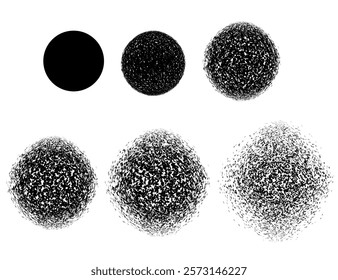 Series of black circles with varying degrees of blurriness. The circles are arranged in a row, with the first one being the most clear and the last one being the most blurry