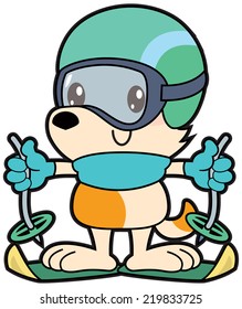 Series cartoon little dog slalom. Can be used as a mascot, part of a logo or ticket.