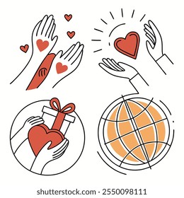 A series of charity themed Vector illustration