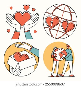 A series of charity themed Vector illustration