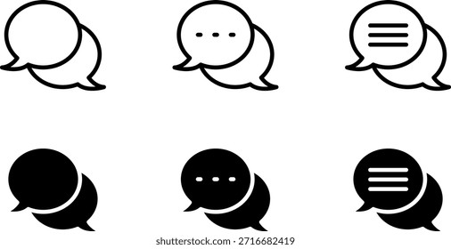 A series of chat bubble icons featuring speech marks and message symbols, representing conversations and communication.