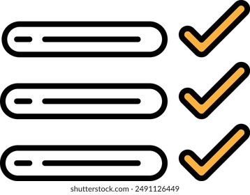 A series of check marks are arranged in a row, with the top row having the most checks and the bottom row having the least