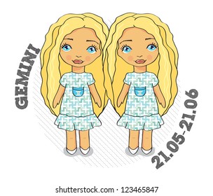 Series of children's horoscope. Gemini zodiac sign and date