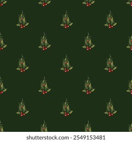 Series of christmas floral patterns in retro vintage classical style