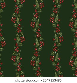 Series of christmas floral patterns in retro vintage classical style