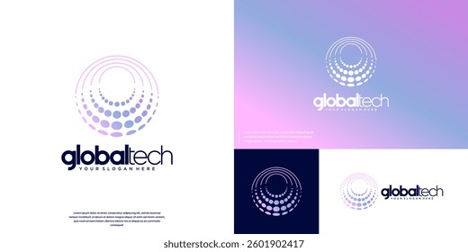series of circular dots, with the concept of global technology, future intelligence, scientific development, graphic design template.