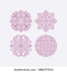 Una serie de ornamentos circulares para el diseño. Gráficos vectoriales.