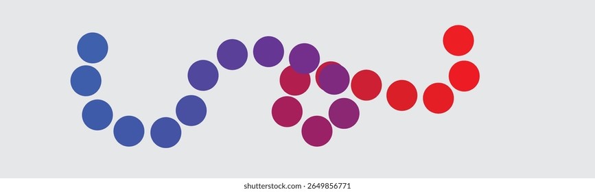 A series of circular shapes arranged in a wavy line across a light gray background.