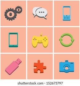 series of colored flat icons. set 3. vector eps8