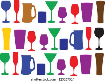 series of colored glasses