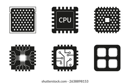 A series of computer chip signs. Icon associated with the computer. suitable for website, application, user interfaces, printing, etc. Vector illustrations EPS10
