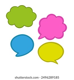 Eine Reihe süßer, leerer, bunter Sprechblasen. Dient zum Entwerfen von Chatsymbolen, Dialogwörtern, Beschriftungen oder Tags.