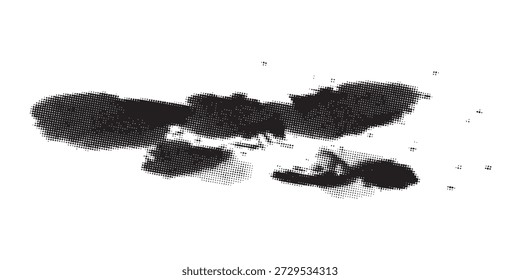 Una serie de manchas de tinta oscuras y abstractas se dispersan a través de un fondo blanco prístino, creando una textura visual intrigante.