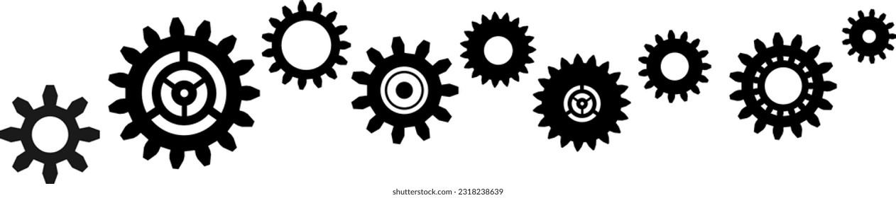 Series with different gears - teamwork - movement - properties