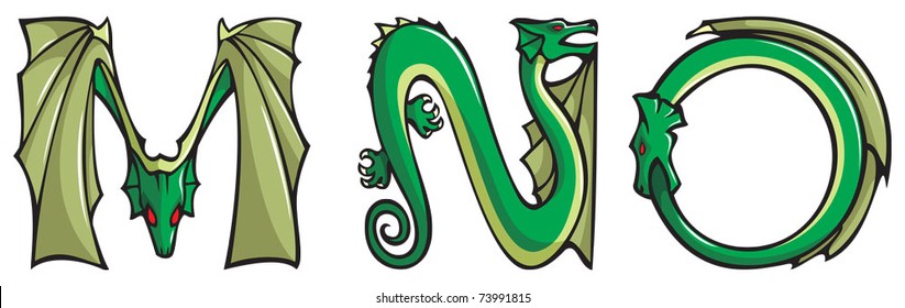 Series Dragons Alphabet Letters Pqr Fantasy: Stock-Vektorgrafik ...