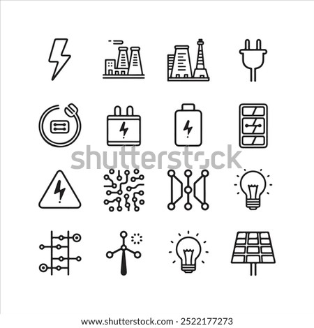A series of electrical energy source icons set vector Design.