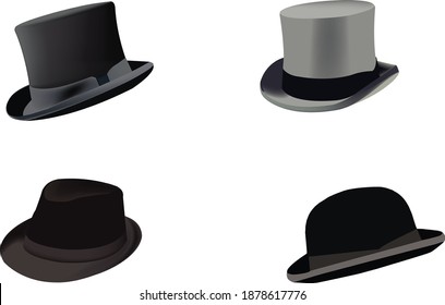 series of elegant men's hats