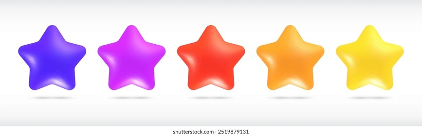 Uma série de cinco estrelas coloridas 3d