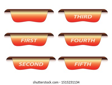 A Series Of Five Plus One Empty Metallic Red Tabs - Vector File