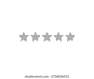 A series of five star icons made up of small dots, aligned horizontally on a plain white background