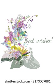 Series of floral greeting backgrounds with summer and spring flowers for wedding decoration, Valentine's Day, sales and other events . Hand drawn vector illustrations.