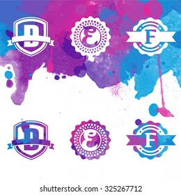 series of font deal seal design pattern conceptual vector component for collective individuality seal mark or icon on colourful watercolor background useful for any project where a platter of colour m