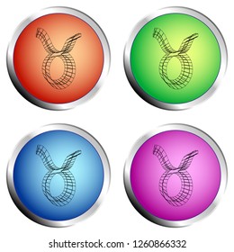 A series of four colored push buttons with the symbol of TAURUS - Vector illustration
