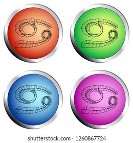 A series of four colored push buttons with the symbol of CANCER - Vector illustration