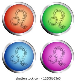 A series of four colored push buttons with the symbol of LEO - Vector illustration