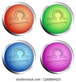A series of four colored push buttons with the symbol of LIBRA - Vector illustration