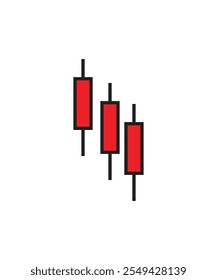  Uma série de quatro castiçais vermelhos simbolizando uma tendência prolongada do mercado do urso. Adequado para apresentações comerciais e financeiras.
