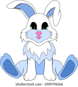 a series of funny sitting rabbit, with ears and paws, isolated on a white background