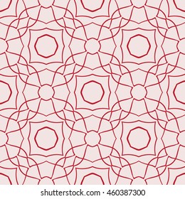 series of geometric distortions and elements. Seamless texture pattern formed in the bodily color shades on light pink background. For Interior design, printing, textile industry. Vector illustration