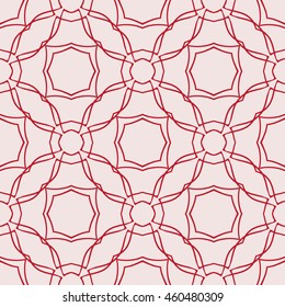 series of geometric distortions and elements. Seamless texture pattern formed in the bodily color shades on light pink background. For Interior design, printing, textile industry. Vector illustration