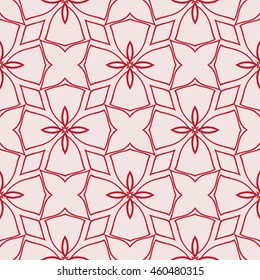 series of geometric distortions and elements. Seamless texture pattern formed in the bodily color shades on light pink background. For Interior design, printing, textile industry. Vector illustration