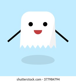 From series Ghost Emoticons. Set of Emoji. Isolated vector illustration on blue background