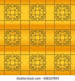 series of golden mosaic. Seamless pattern of colored pixels on a gold gradient background. vector illustration.